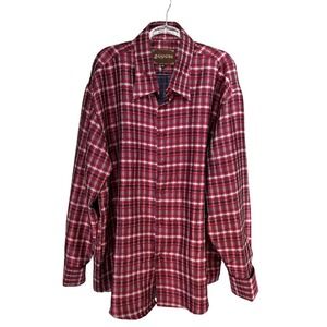 MANZINI Mens Red Plaid Long Sleeve Button Down Shirt Big Tall 4XL Button Accent